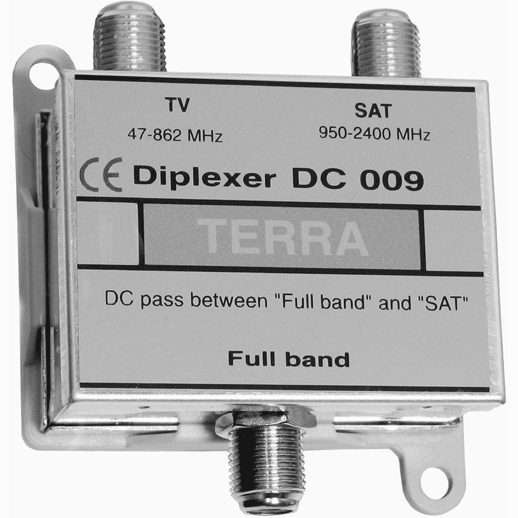 Диплексор TERRA DC-009 для разделения или объединения в общий тракт сигналов наземного и спутникового ТВ